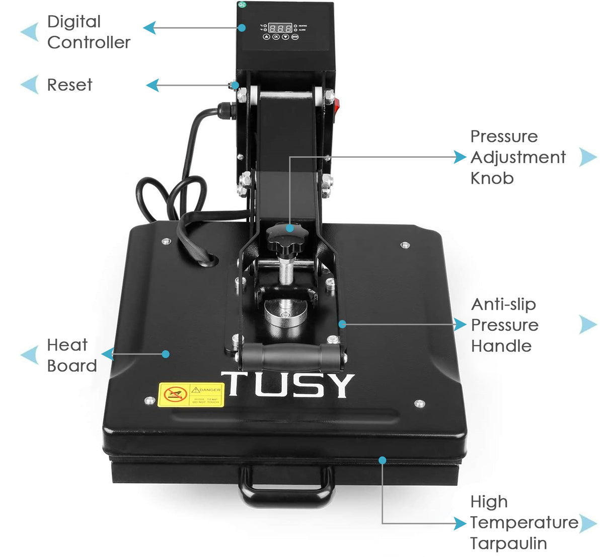 TUSY Auto Heat Press Machine, 15x15 Smart Heat Press Machine for T-Shirts  with Auto Release, Professional T-Shirt Press Machine for HTV, Sublimation