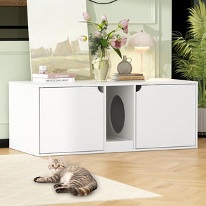 Cat Litter Box Enclosure - Cat Washroom Hidden Furniture with Front Entry