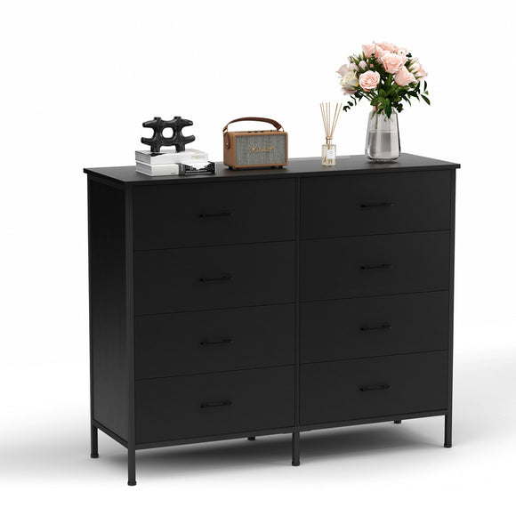 Dresser for Bedroom, Long Dresser with 8 Drawers,Black