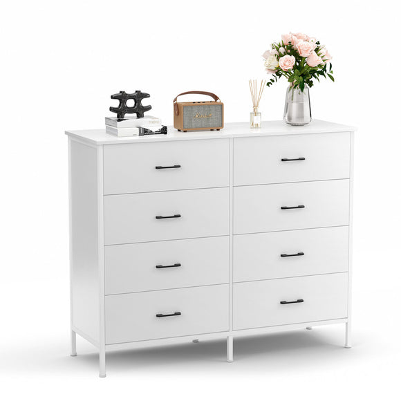 Dresser for Bedroom, Long Dresser with 8 Drawers,White