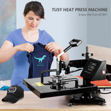 Pro 5 in 1 TUSY 12x15 Heat Press Machine Swing Away Heat Transfer Press Transfer Sublimation for T Shirt Hat Mug Cap Plate, 360 Degree Rotation