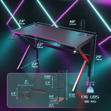 SIMBR Gaming Desk 48 inch, Gamer Desk Office PC Computer Desk, Large Workstation Gaming Table for Gaming Laptop with Controller Stand, Cup Holder Headset Hook