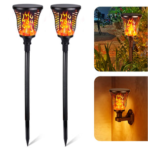 Albrillo Upgraded Solar Torch Lights, Brighter Flickering Solar Lights Outdoor, 2 Lighting Effects Landscape Decoration Lighting for Garden Patio Yard, Auto On/Off, Waterproof, 2 Pack