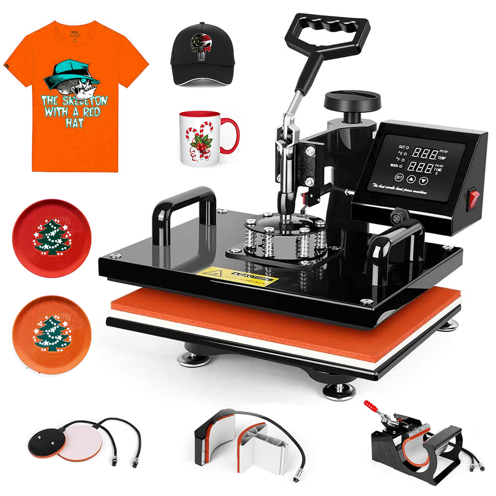 8-in-1 T Shirt Press Professional 360 Swing-Away Heat Press Machine 15x15  Inch