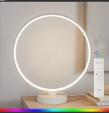 Albrillo Bedside Lamp -- Circle LED Table Lamp with Remote Control, 6 Lighting Effects, Memory Function, 4 Lighting Speeds, RGB Color Changing Nightstand Lamp, Decorative Light for Home, Office