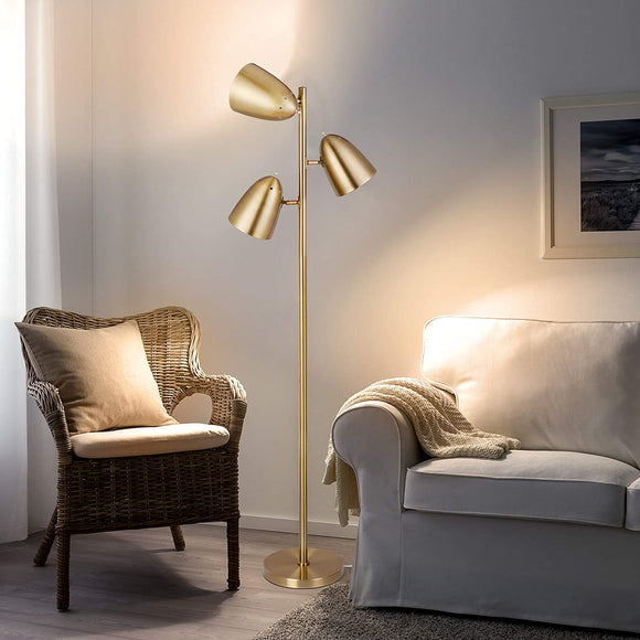 Albrillo 3 Light Floor Lamp - Tree Standing Lamps with Rotatable Lights and 3 Separate Switches, Max.50W, Electroplated Gold, 65in E26 Standing Tall Pole Lamps for Living Room, Office, Bedroom