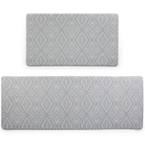 Anti-Fatigue Kitchen Mats 2 Pcs(17.1"x 29.9", 17.1"x 47.2") Thick PVC Waterproof Non-Slip Ergonomic Comfort Foam Rug Cushioned Floor Comfort Mats for Kitchen, Bathroom, Laundry, Sink or Office