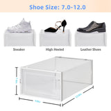 6 Pcs Stackable Shoe Storage Boxes for US Size 12- Shoe Boxes Clear Plastic Stackable, Front Opening Shoe Organizer for Closet, Shoe Container with lids, Space Saver Foldable Shoe Box Bin