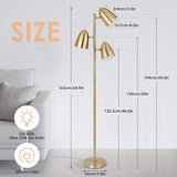 Albrillo 3 Light Floor Lamp - Tree Standing Lamps with Rotatable Lights and 3 Separate Switches, Max.50W, Electroplated Gold, 65in E26 Standing Tall Pole Lamps for Living Room, Office, Bedroom