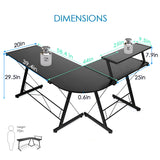 SIMBR L-Shaped Desk 58.4” Computer Desk, Home Office Desk, Corner Gaming Desk with Large Monitor Stand, Kid Study Desk Writing Table Workstation