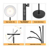 Albrillo Modern Floor Lamp - 28W Sky LED Torchiere and 5W Reading Light, 2200 + 400Lumens, Dimmable Standing Lamp, Touch and Remote Control, 3000K-6000K or for Living Room, Bedroom, Office, Black