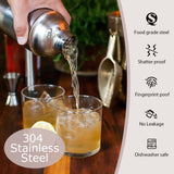 Cocktail Shaker Set with recipes, Stainless Steel Martini Shaker, Professional Bar Tools