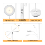 Albrillo Modern Floor Lamp - 28W Sky LED Torchiere and 5W Reading Light, 2200 + 400Lumens, Dimmable Standing Lamp, Touch and Remote Control, 3000K-6000K or for Living Room, Bedroom, Office, White