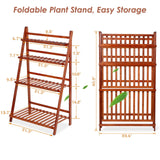 Bamboo Plant Stand 4 Tier Foldable Flower Shelf, Ideal as Pot Organizer, Plant Rack,Display Holder