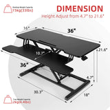 SIMBR Standing Desk Converter 36 inch, Height Adjustable Sit Stand Desk Riser, Stand Up Desk for Home Office, Sit to Stand Tabletop with Keyboard Tray for Dual Monitors