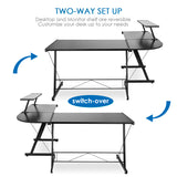 SIMBR L-Shaped Desk 58.4” Computer Desk, Home Office Desk, Corner Gaming Desk with Large Monitor Stand, Kid Study Desk Writing Table Workstation