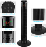 Quiet Tower fan 36” with Remote Control, 96 CM Stand Fan with 4 Speed Levels and 2 Modes, 12H timer, 45W with LED Display & Touch Panel, 60 ° Oscillation Floor Fan, lowest 25db Household Fans, Black