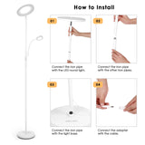 Albrillo Modern Floor Lamp - 28W Sky LED Torchiere and 5W Reading Light, 2200 + 400Lumens, Dimmable Standing Lamp, Touch and Remote Control, 3000K-6000K or for Living Room, Bedroom, Office, White