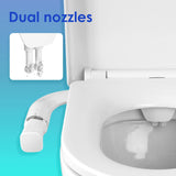 Bidet Attachment for Toilet Non-electric Fresh Water Dual Nozzle Bidet (Front & Female Wash) Adjustable Water Pressure, Easy Installation Leak-proof Brass Water Inlet