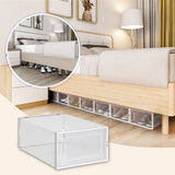 6 Pcs Stackable Shoe Boxes Clear Plastic Stackable, Shoe Storage Boxes, Front Opening Shoe Organizer with lids for Closet, Foldable Shoe Box Bin (13.2” x 9.1” x 5.5”)