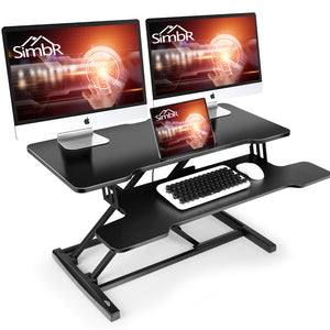 Mount-It! Standing Desk Converter with Bonus Dual Monitor Mount Included -  Height Adjustable Stand Up Desk - Wide 36 Inch Sit Stand Workstation with