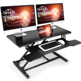 SIMBR Standing Desk Converter 36 inch, Height Adjustable Sit Stand Desk Riser, Stand Up Desk for Home Office, Sit to Stand Tabletop with Keyboard Tray for Dual Monitors