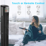 Quiet Tower fan 36” with Remote Control, 96 CM Stand Fan with 4 Speed Levels and 2 Modes, 12H timer, 45W with LED Display & Touch Panel, 60 ° Oscillation Floor Fan, lowest 25db Household Fans, Black