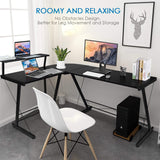 SIMBR L-Shaped Desk 58.4” Computer Desk, Home Office Desk, Corner Gaming Desk with Large Monitor Stand, Kid Study Desk Writing Table Workstation