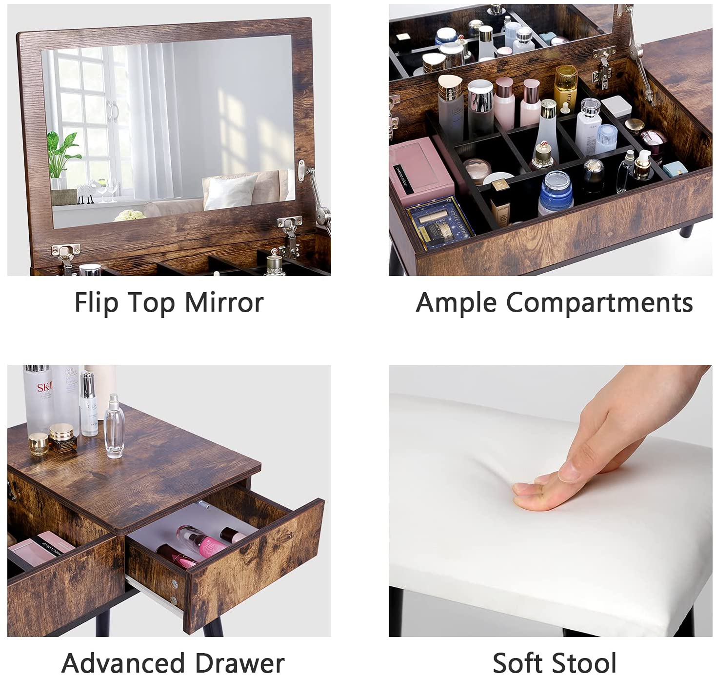 Flip top deals makeup vanity