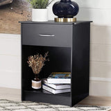 TUSY Black Nightstand with Drawers, End Table Bedroom Side Tables Bedside Cabinets, File Cabinet Storage with Sliding Drawer and Shelf for Home Office