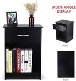 TUSY Black Nightstand with Drawers, End Table Bedroom Side Tables Bedside Cabinets, File Cabinet Storage with Sliding Drawer and Shelf for Home Office