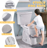 Potty Training Seat with Step Stool Ladder, Foldable Toddler Kids Training Seat with Handles & Soft Cushion, Height Adjustable, Non Slip Wide Step for Boys and Girls, Grey