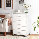 Hosfur 5-Drawer Chest, Storage Dresser Cabinet with Wheels, White