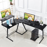 SIMBR L-Shaped Desk 58.4” Computer Desk, Home Office Desk, Corner Gaming Desk with Large Monitor Stand, Kid Study Desk Writing Table Workstation