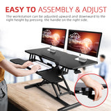 SIMBR Standing Desk Converter 36 inch, Height Adjustable Sit Stand Desk Riser, Stand Up Desk for Home Office, Sit to Stand Tabletop with Keyboard Tray for Dual Monitors