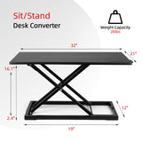 SIMBR Standing Desk Converter 32 inch, Height Adjustable Sit to Stand Desk, Quick Stand Up Desk Riser for Dual Monitors, Sit-Stand Laptop Riser for Home & Office