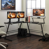 SIMBR L-Shaped Desk 58.4” Computer Desk, Home Office Desk, Corner Gaming Desk with Large Monitor Stand, Kid Study Desk Writing Table Workstation