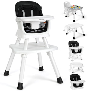 Cowiewie 8 in 1 Baby High Chair for Babies, Toddler Dining Booster Seat/Kids Table & Chair Set/Building Block Table/Kids Stool,Black