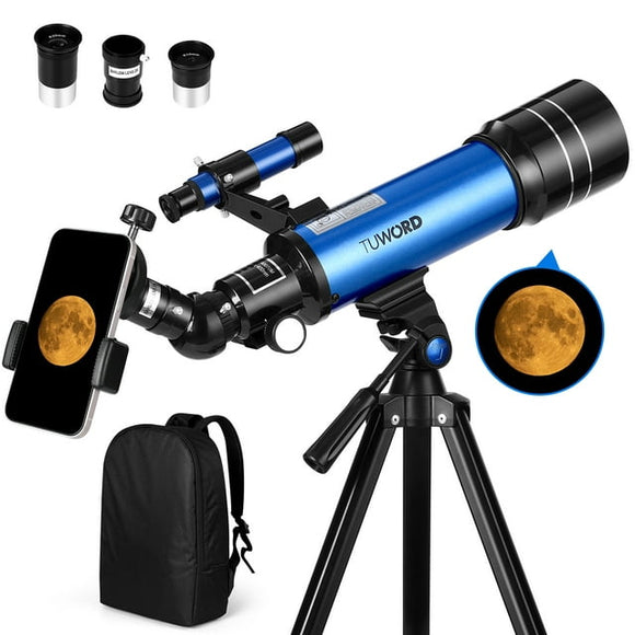 Tuword Telescope for Beginners,70mm Aperture 400mm AZ Mount Photography Tripod 17.9-47.6In