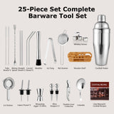 Cocktail Shaker Set with recipes, Stainless Steel Martini Shaker, Professional Bar Tools