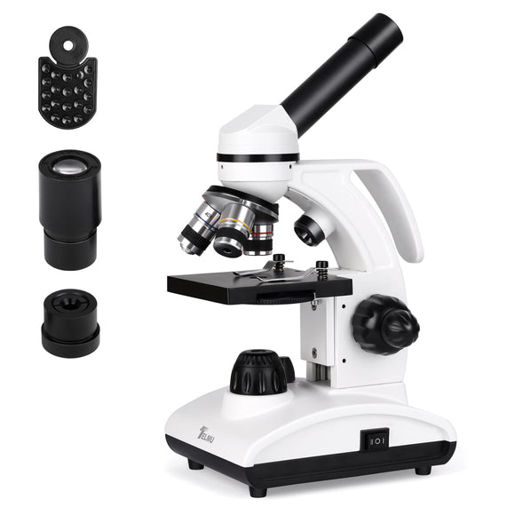 TELMU Microscopes for Students Adults, 40X-1000X Compound Monocular Microscope