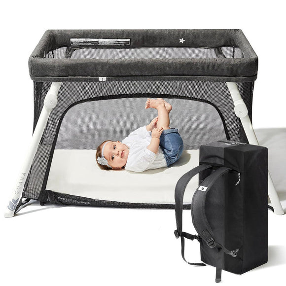 Travel Crib with Lightweight Backpack Design,Light Grey